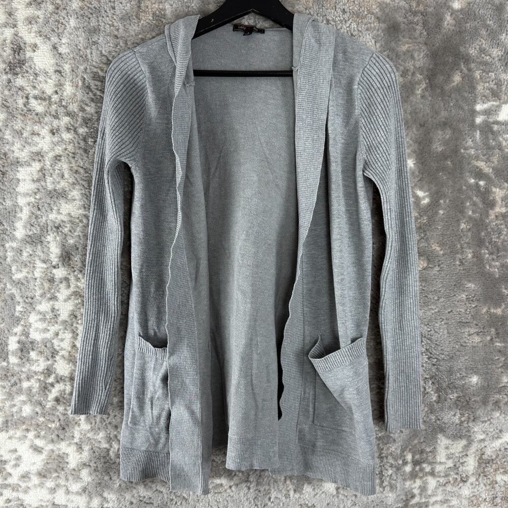 Lety‎ & Me Size S Hoodie Open Front Cardigan Sweater Gray Long Sleeve Casual